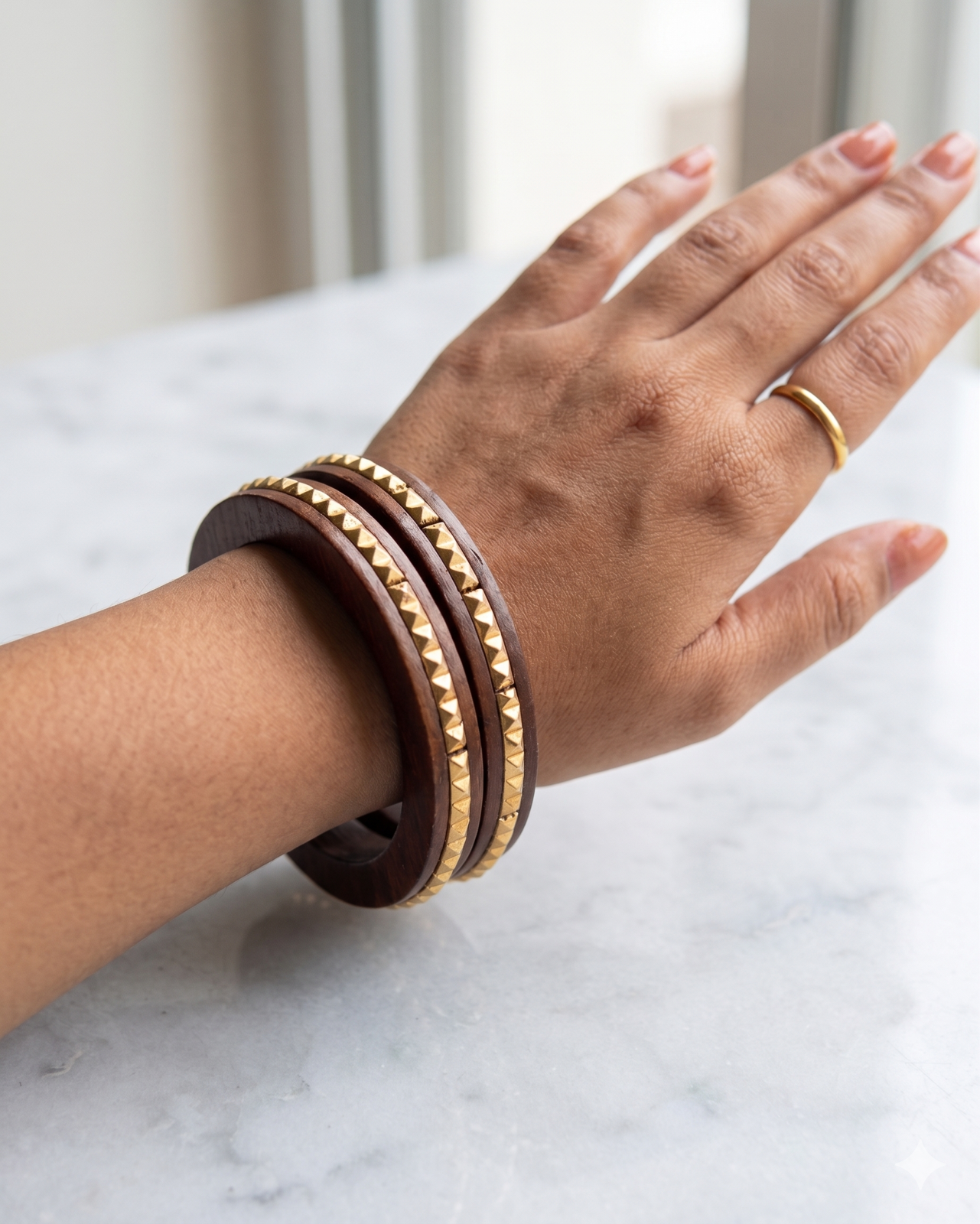 Linear Rivet Slim Wooden Stack